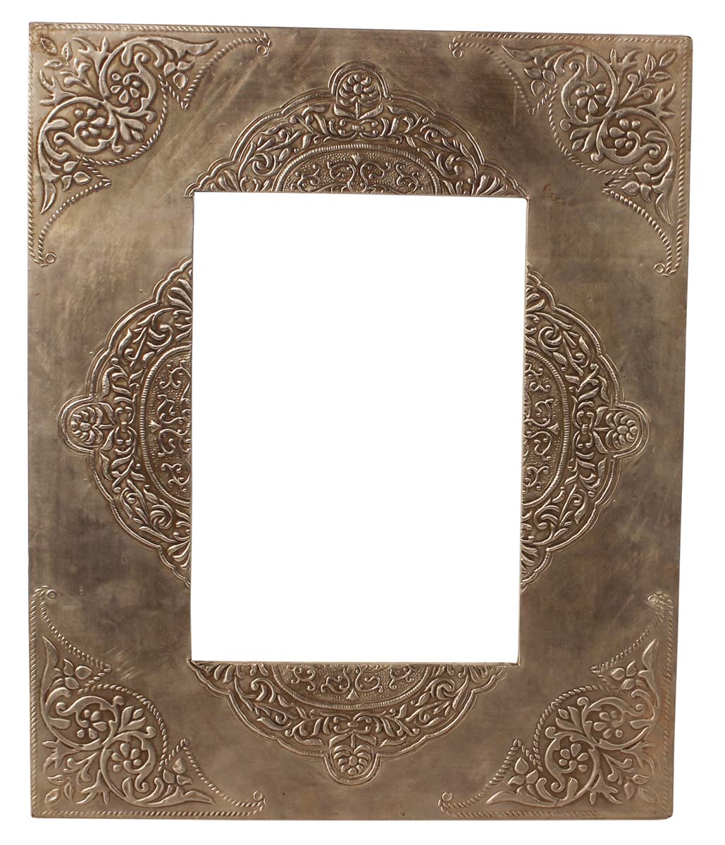 5x7 Handmade Picture-Frame in MDF with Brass-Work in Traditional-Motifs - Dull-Golden - Home Decor / Gifts - Buy in Bulk Wholesale