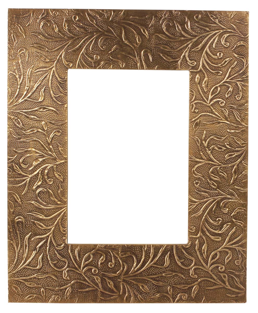 5x7 Handmade Picture-Frame in MDF with Brass Leaf Work - Golden - Home Decor / Gifts - Buy in Bulk Wholesale