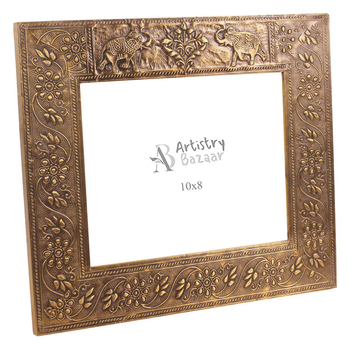 12x8 Handmade Picture-Frame in MDF with Floral Motifs in Brass - Golden - Home Decor / Gifts - Buy in Bulk Wholesale