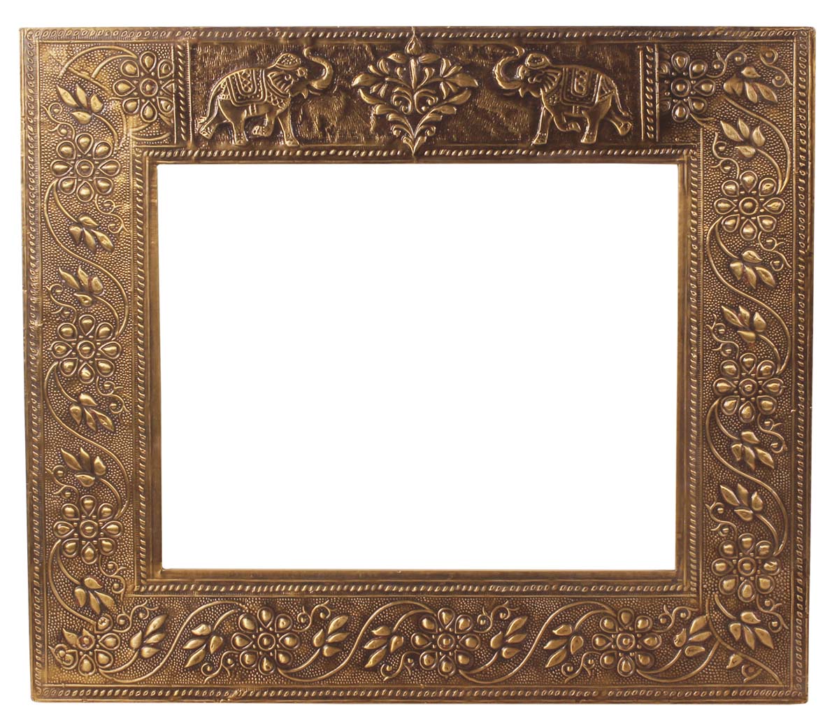 12x8 Handmade Picture-Frame in MDF with Floral Motifs in Brass - Golden - Home Decor / Gifts - Buy in Bulk Wholesale