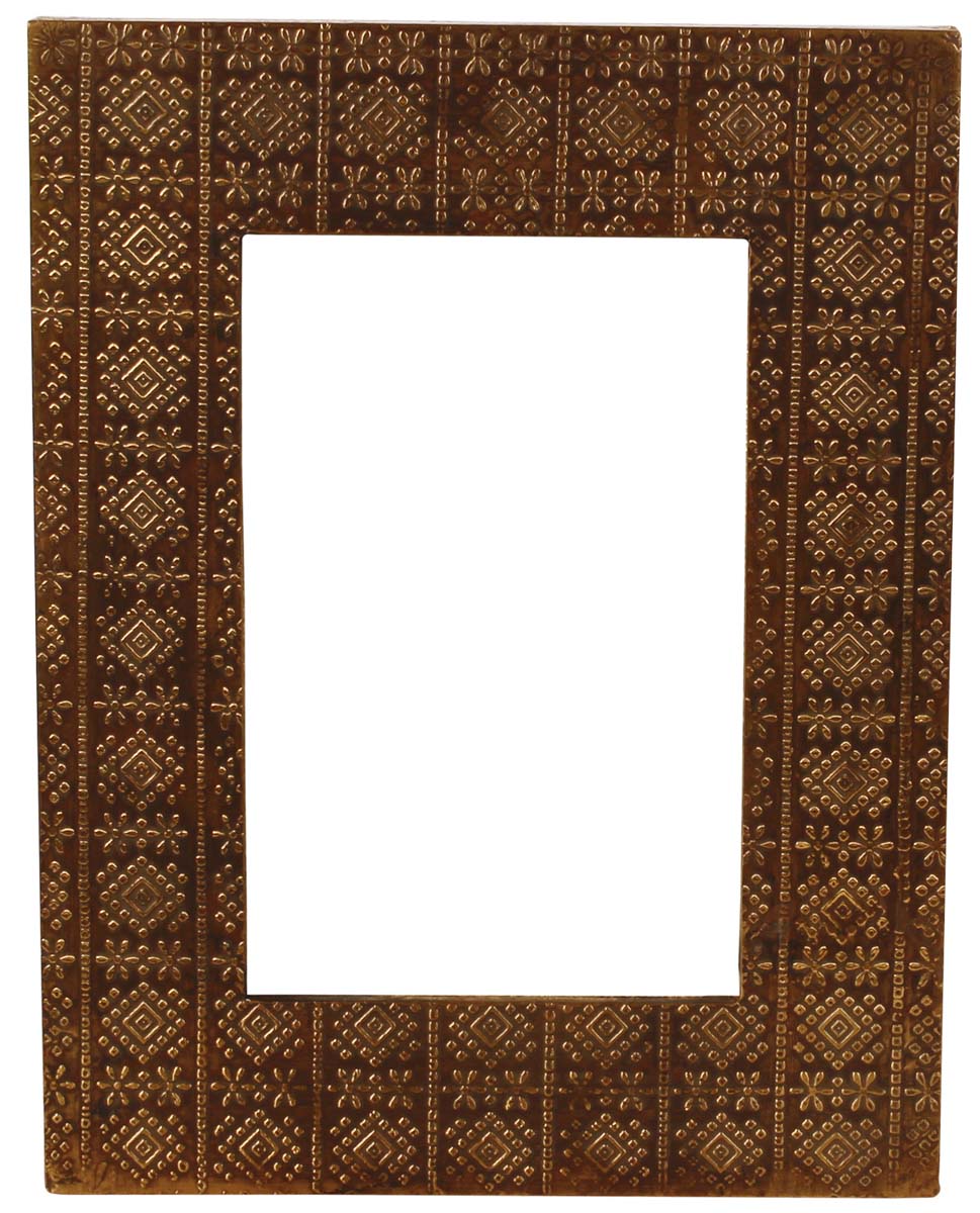 4x6 Handmade Picture-Frame in MDF with Abstract Traditional Motifs in Brass - Golden - Home Decor / Gifts - Buy in Bulk Wholesale