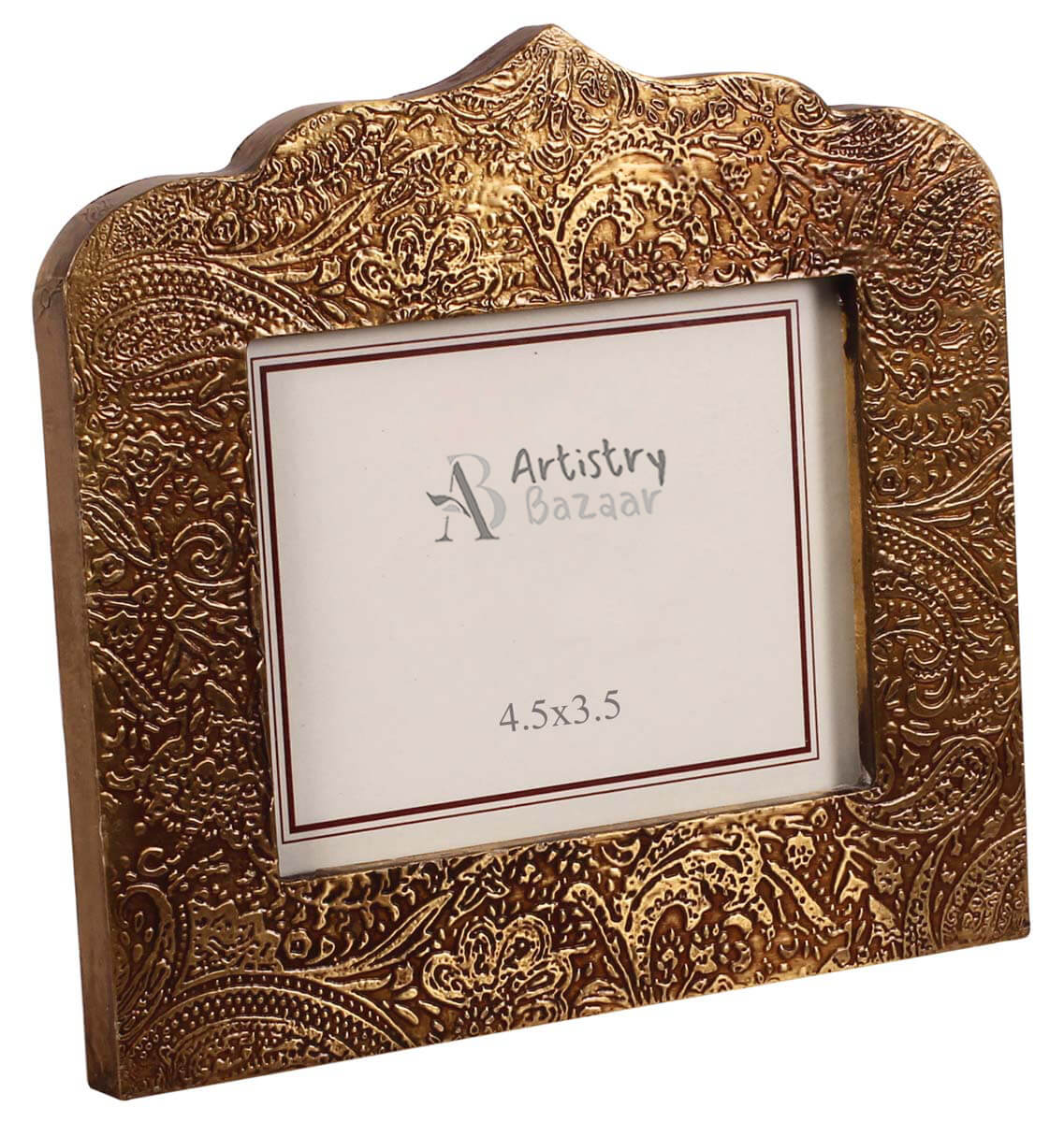 4.5x3.5 Handmade Scalloped Picture-Frame in MDF with Abstract Traditional Motifs in Brass - Golden - Home Decor / Gifts - Buy in Bulk Wholesale