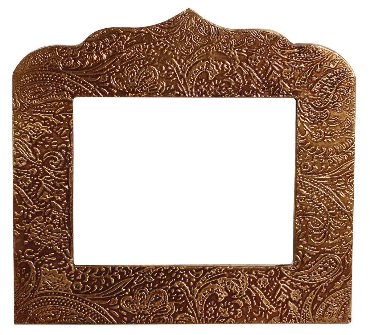 4.5x3.5 Handmade Scalloped Picture-Frame in MDF with Abstract Traditional Motifs in Brass - Golden - Home Decor / Gifts - Buy in Bulk Wholesale