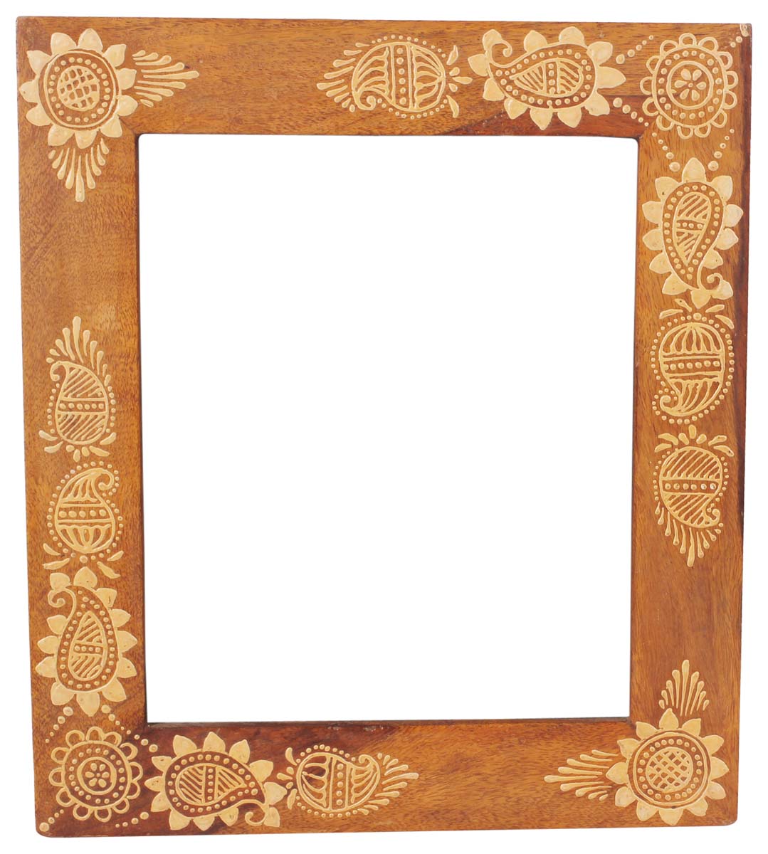 8x10 Handmade Picture-Frame in MDF with Paisley Cone-Painting Art - Brown Cream - Home Decor / Gifts - Buy in Bulk Wholesale