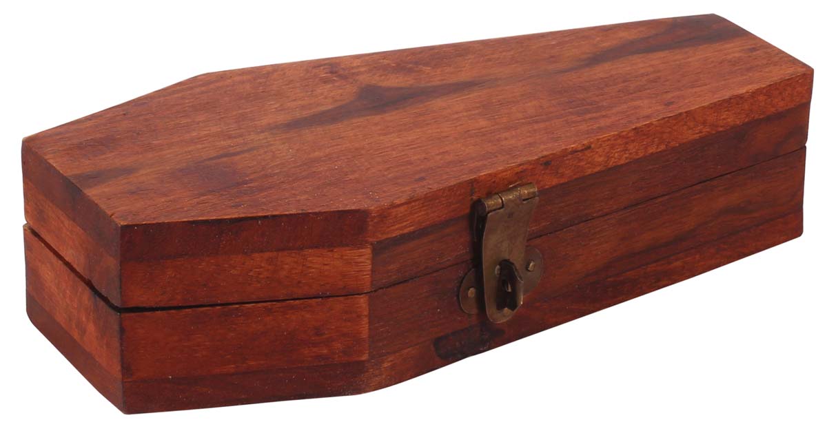 7” Casket Storage Box in Mango-Wood - Natural-Wood Color - Interesting Desk / Office Accessories - Buy in Bulk Wholesale