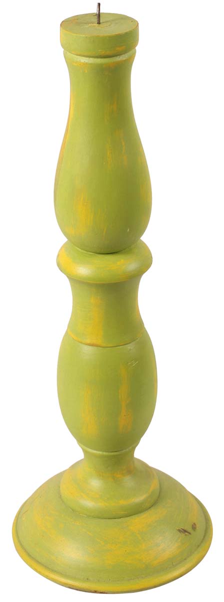 15” Pillar Candle-Stand in Wood - Green with Yellow Hints - Stunning Home Decor Accessories - Buy in Bulk Wholesale