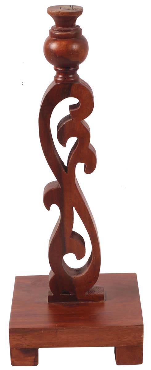 15” Abstract Candle-Stand in Wood with Plank - Brown - Classic Home Decor Accessories - Buy in Bulk Wholesale