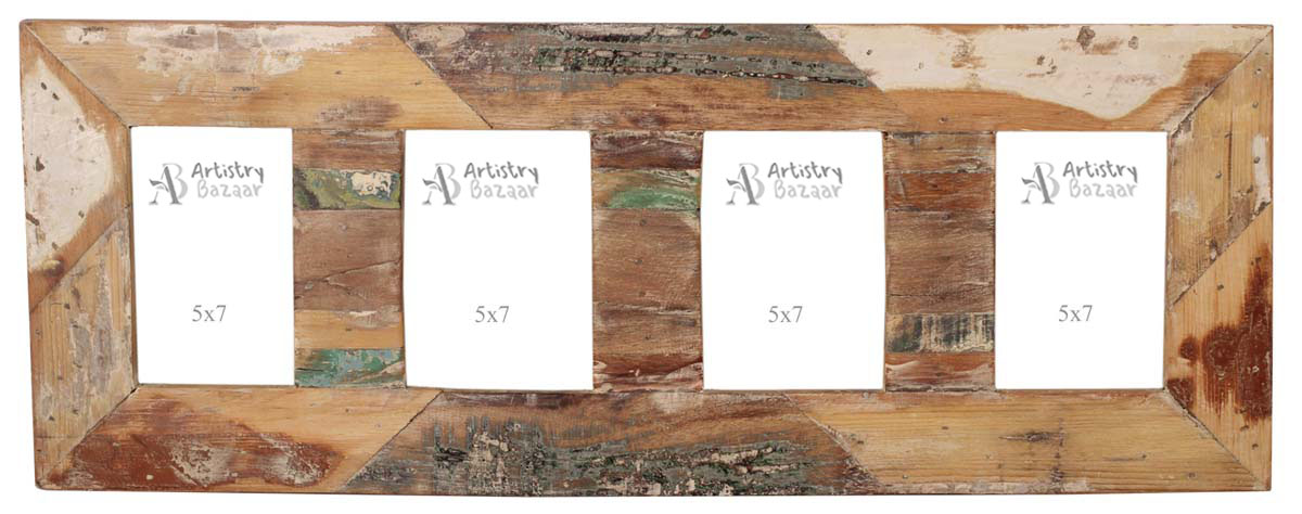 29” Wall Photo-Frames in MDF -5x7” 4 Frames in MDF Color -Distressed-Look Home Décor / Gifts - Buy in Bulk Wholesale