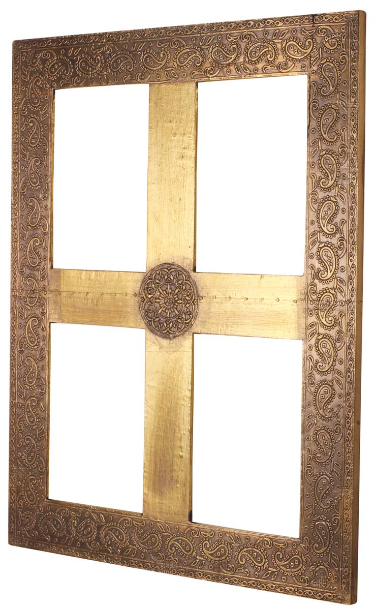 15” Wall Photo-Frames in MDF with Brass-Sheet - 5x7” 4 Frames - Rich Home Decor / Gifts - Buy in Bulk Wholesale