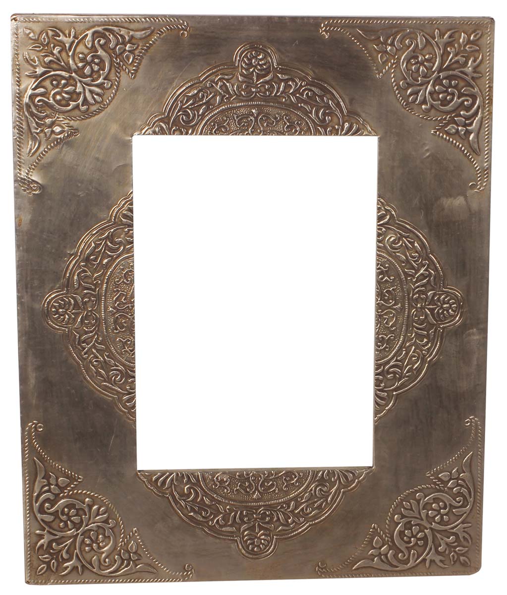 11” Photo-Frame in MDF with Embossed Metal-Sheet - 5x7” Frame - Rich Home Decor / Gifts - Buy in Bulk Wholesale