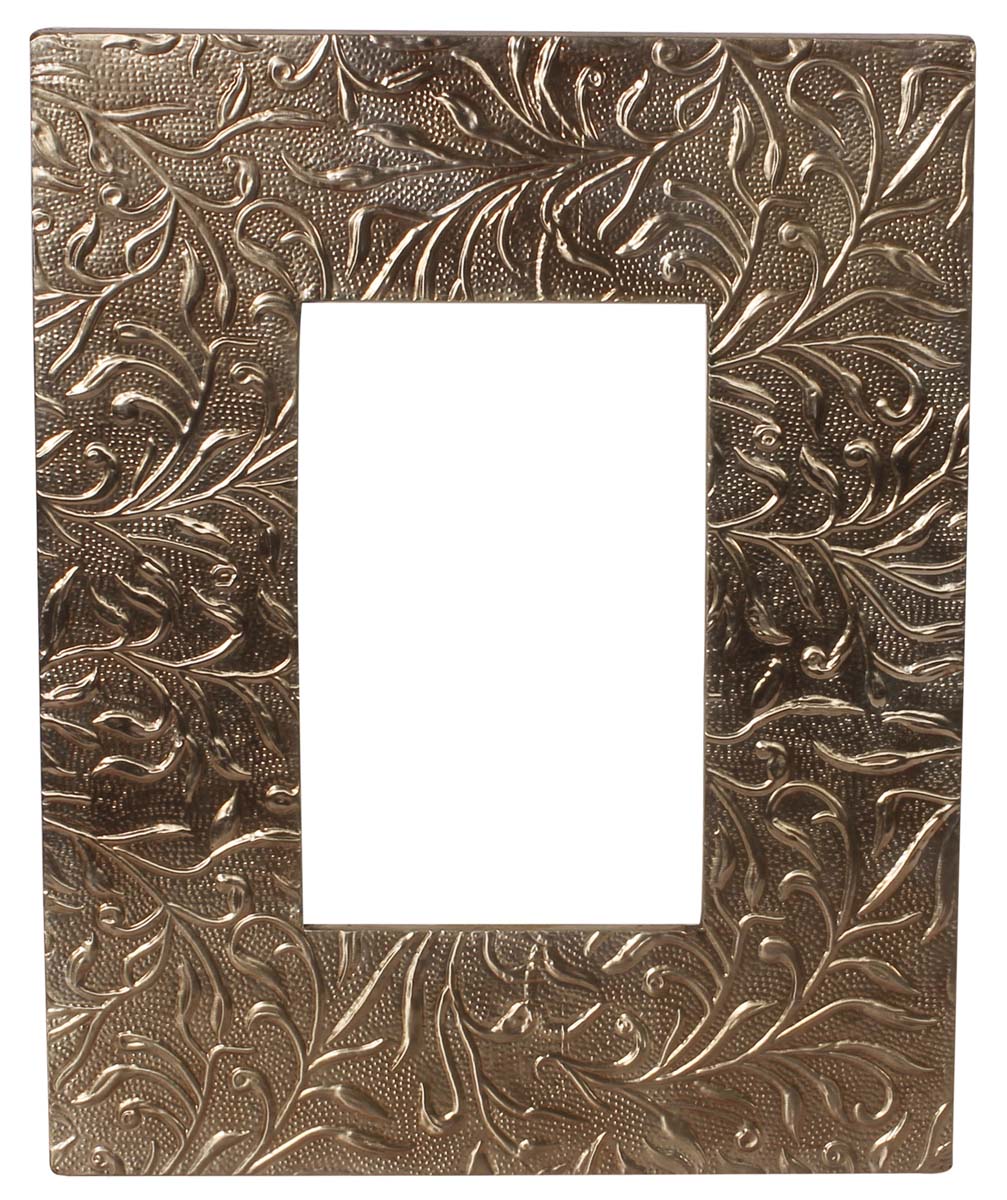 10” Photo-Frame in MDF with Embossed Metal-Sheet - 4x6” Frame - Rich Home Decor / Gifts - Buy in Bulk Wholesale