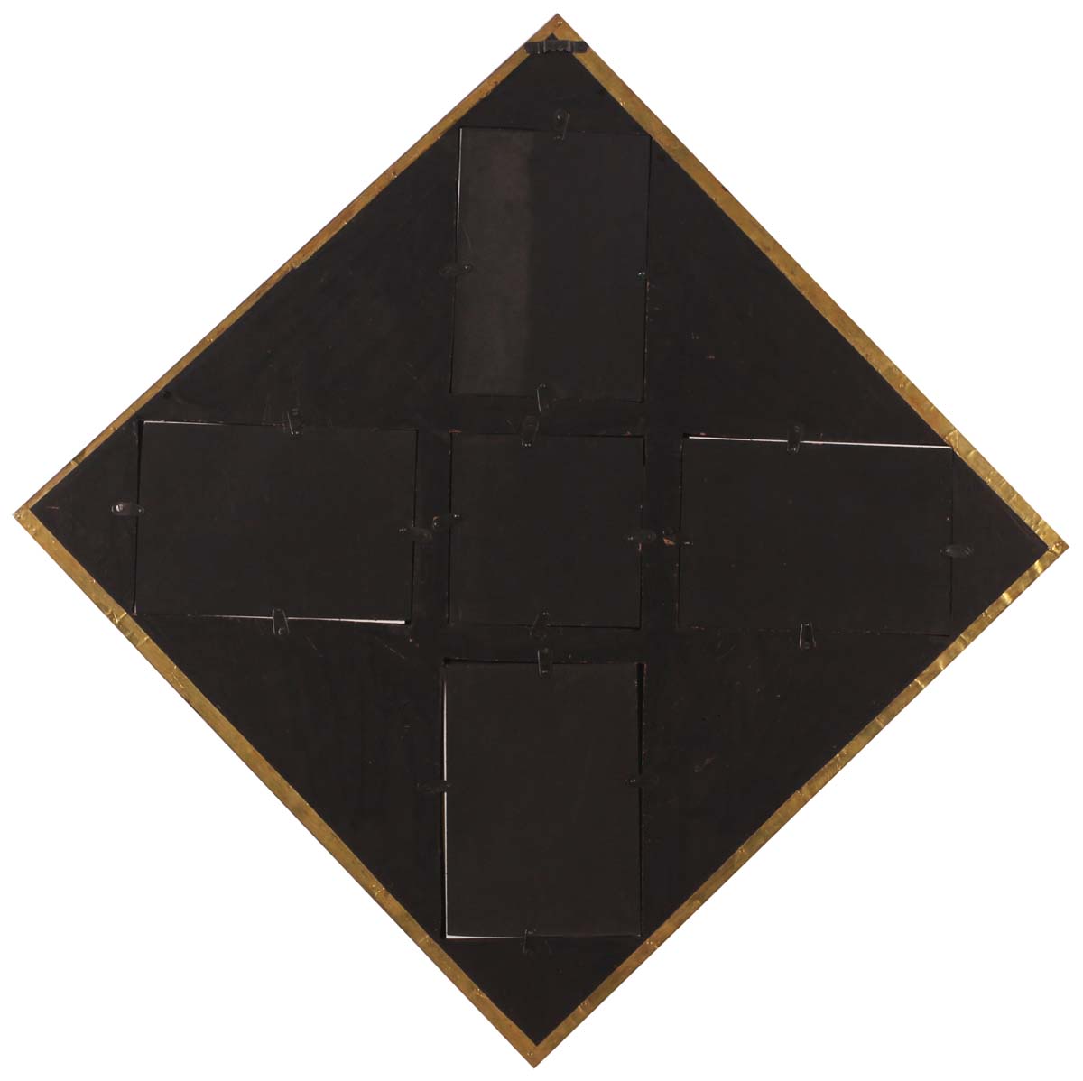 19” Wall Photo-Frames in MDF with Embossed Metal-Sheet & Mirror - 5x7” 4 Frames - Golden - Rich Home Decor / Gifts - Buy in Bulk Wholesale