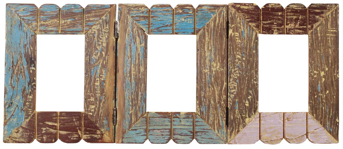 3 Picture-Frames in Wood - 5x7” Distressed Multicolored - Distressed-Look Home Decor - Buy in Bulk Wholesale