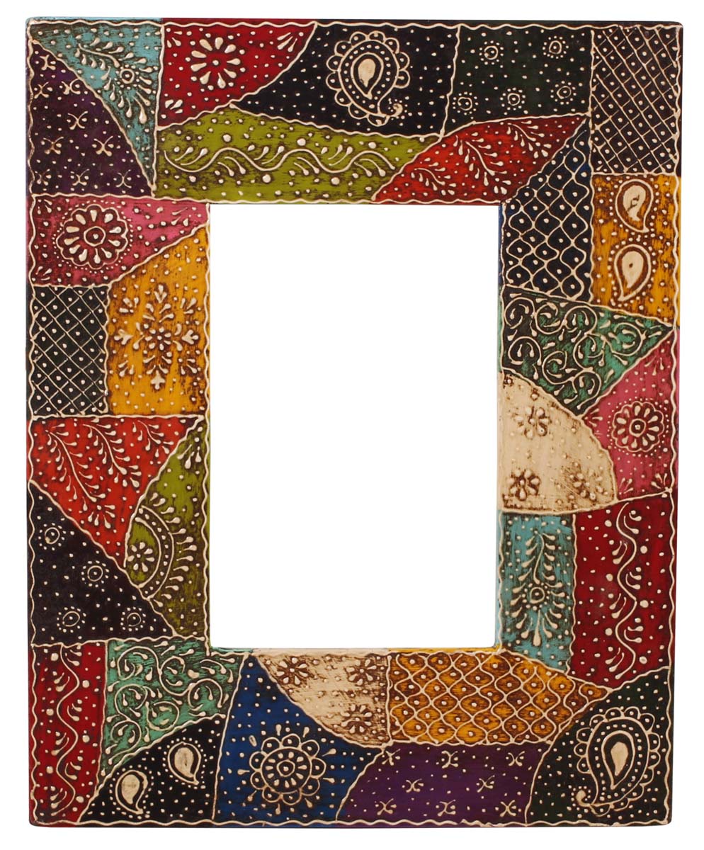 4x6 Handmade Picture-Frame in MDF with Traditional Cone-Painting Art - Multicolored - Home Decor / Gifts - Buy in Bulk Wholesale