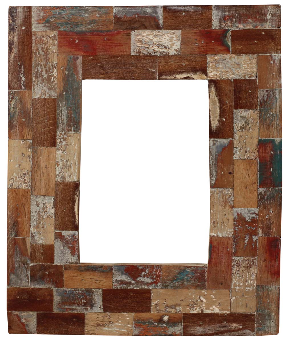 5x7 Hand-Crafted Picture-Frame in Recycled-MDF -Multicolored Brick Pattern in Distressed-Look -Home Décor - Buy in Bulk Wholesale