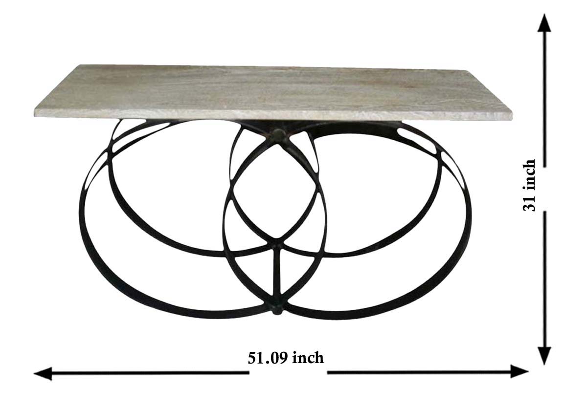 51x31 Inch Wooden Console with Spiral Wrought-Iron Stand - Hand-Crafted in Bulk at Wholesale – Antique-Look Furniture / Décor