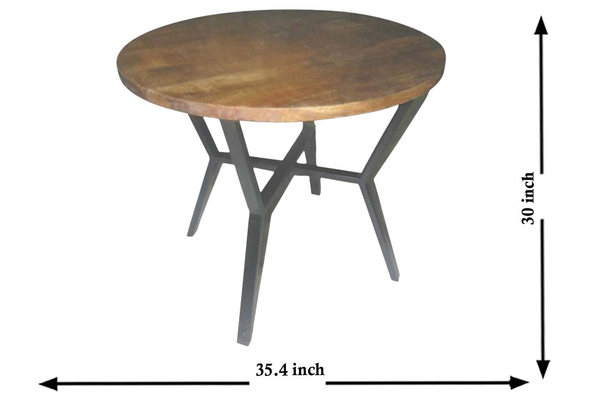 35x30 Inch Brown Wood & Iron Round-Table in Bulk at Wholesale – Hand-Crafted -Antique-Look Home Furniture