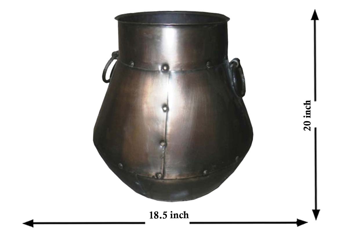 18x20 Inch Iron Hand-Crafted Pot with Handles in Bulk at Wholesale – Steel-Gray– Antique-Look Big Pots / Home-Decor