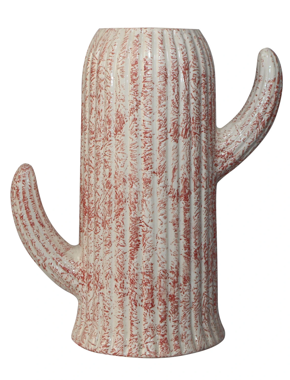 ArtistryBazaar ceramic cactus vase 3"WX7"H in pink & white—a handcrafted decorative vase for quirky home décor, office accents, and modern living room styling—ideal for flower arrangements or as a discrete artwork.
