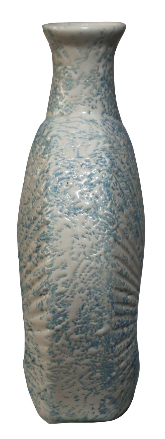 ArtistryBazaar ceramic abstract vase with light blue & white speckled finish—sculptural, handcrafted home décor piece for futuristic interiors—900g, ideal for living rooms, studios, spas, art galleries, hotels, cafes, and so on.