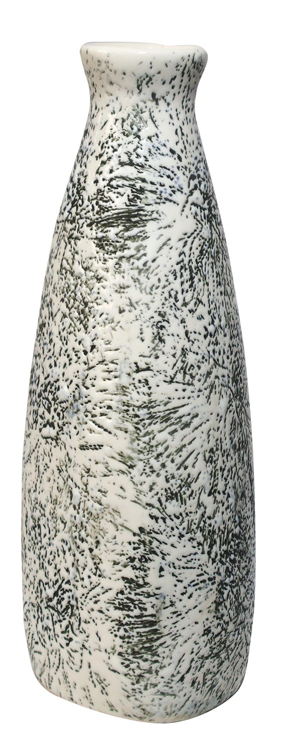 ArtistryBazaar ceramic black dotted vase, 7" tall, 2" wide, 700gm—best modern minimalist home décor piece for dried flowers, pampas grass, or artificial plants. Perfect accent for living rooms, bedrooms, or offices.