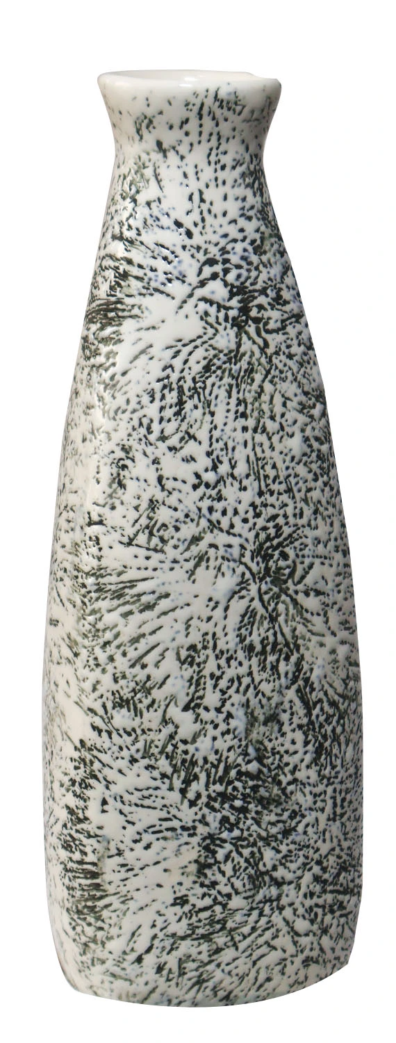 ArtistryBazaar ceramic black dotted vase, 7" tall, 2" wide, 700gm—best modern minimalist home décor piece for dried flowers, pampas grass, or artificial plants. Perfect accent for living rooms, bedrooms, or offices.