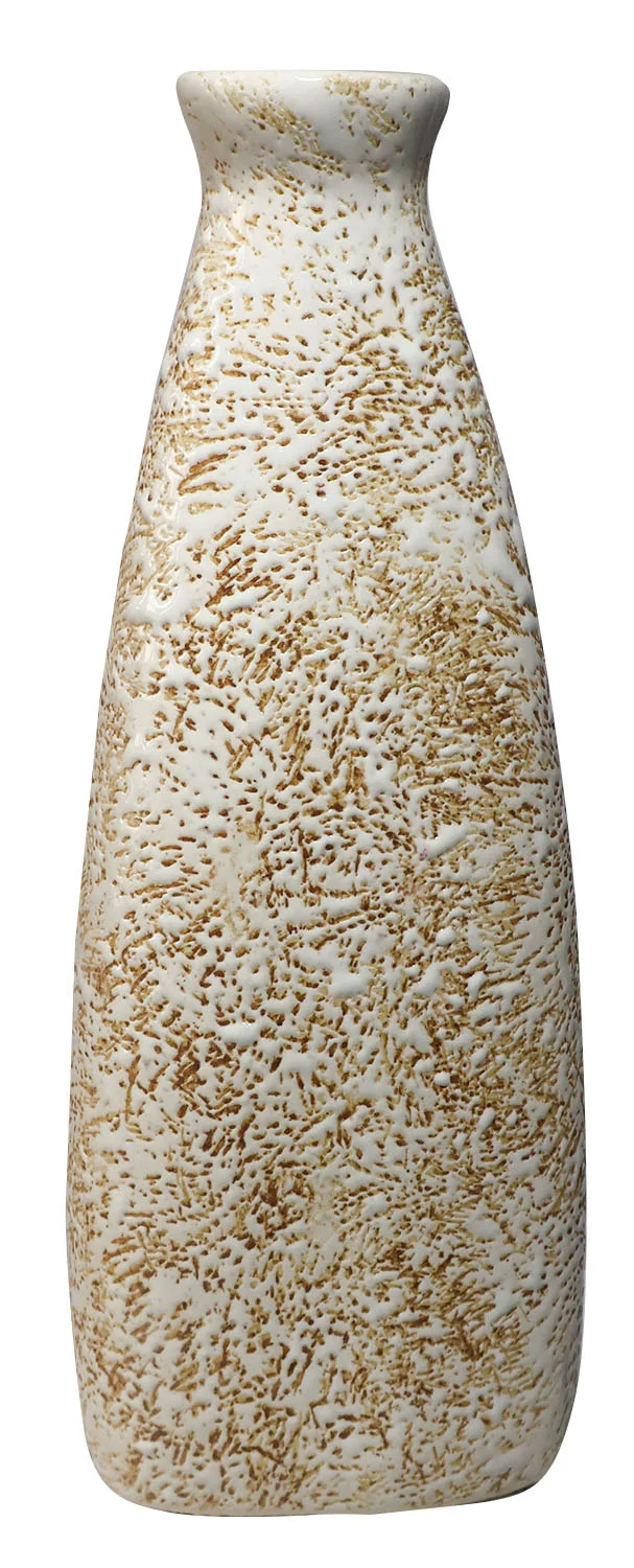 ArtistryBazaar 2"L x 2"W x 7"H ceramic vase—textured design for rustic, modern, or eclectic home & office décor—cream color grainy finish, excellent for uncluttered floral arrangements or statement single-stem display. 
