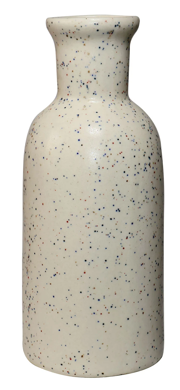 ArtistryBazaar 3"L x 3"W x 8"H inches beige color ceramic vase with dark patches on its surface, cylindrical body with flared edges, perfect for farmhouse, rustic, or bohemian decor.
