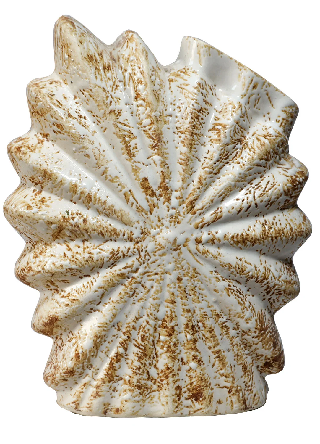 ArtistryBazaar 2.8"L x 6"W x 7.4"H inches ceramic vase in light cream color at base and brown marks, best for bouquets or a decorative shelf piece.