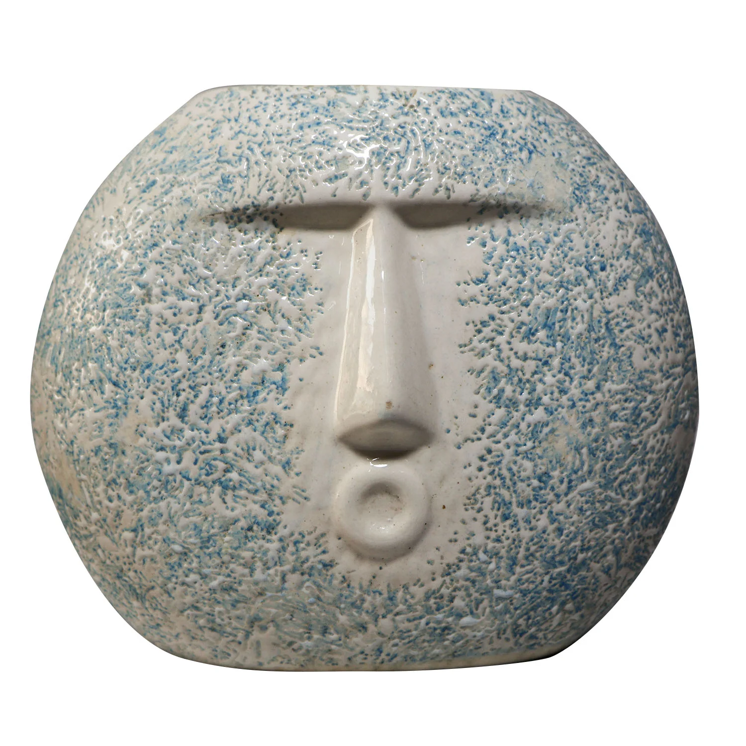 ArtistryBazaar handmade face vase—quirky ceramic design of 6.5"L x 3.5"W x 7.5"H inch with blue color—ideal for small spaces and unique gift ideas