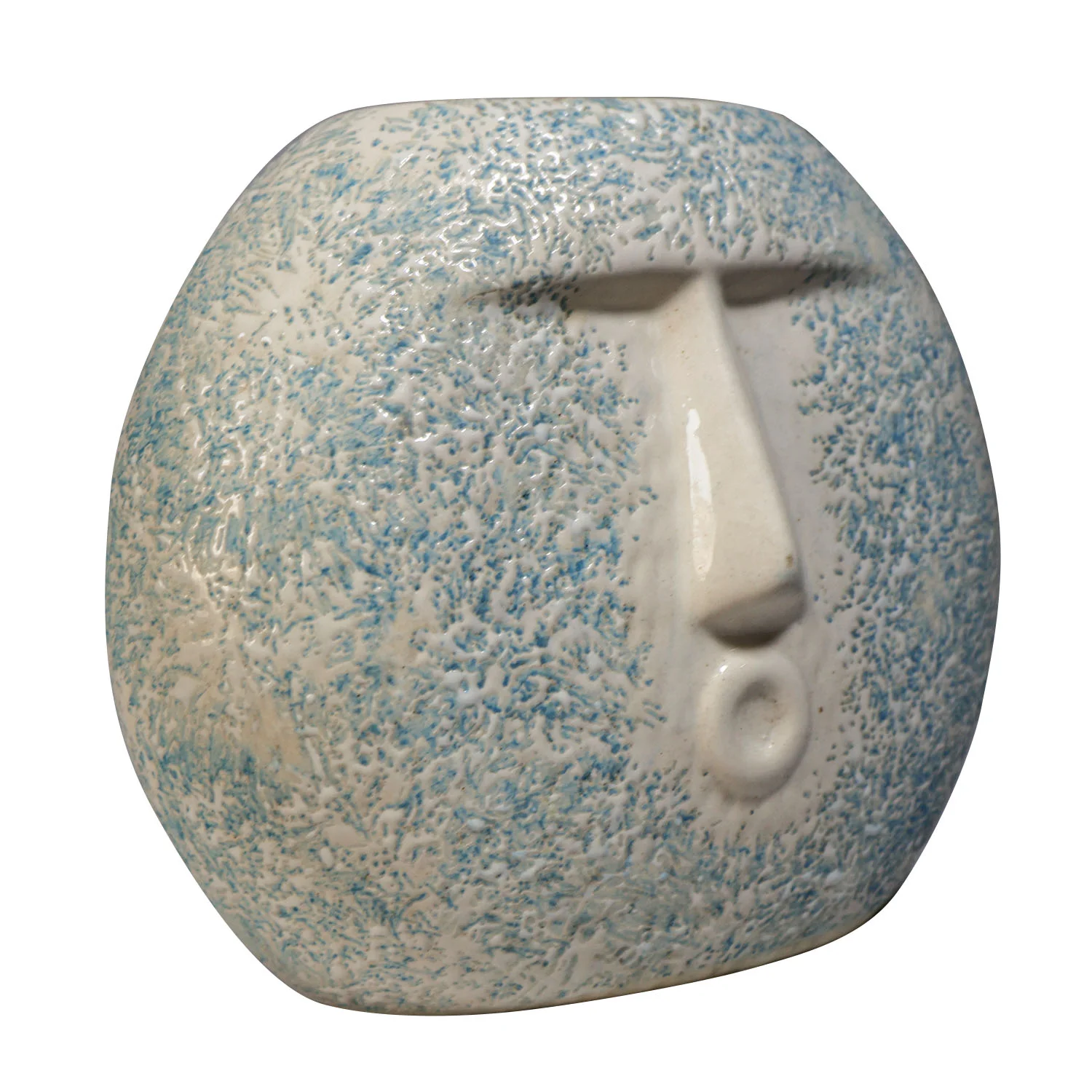 ArtistryBazaar handmade face vase—quirky ceramic design of 6.5"L x 3.5"W x 7.5"H inch with blue color—ideal for small spaces and unique gift ideas