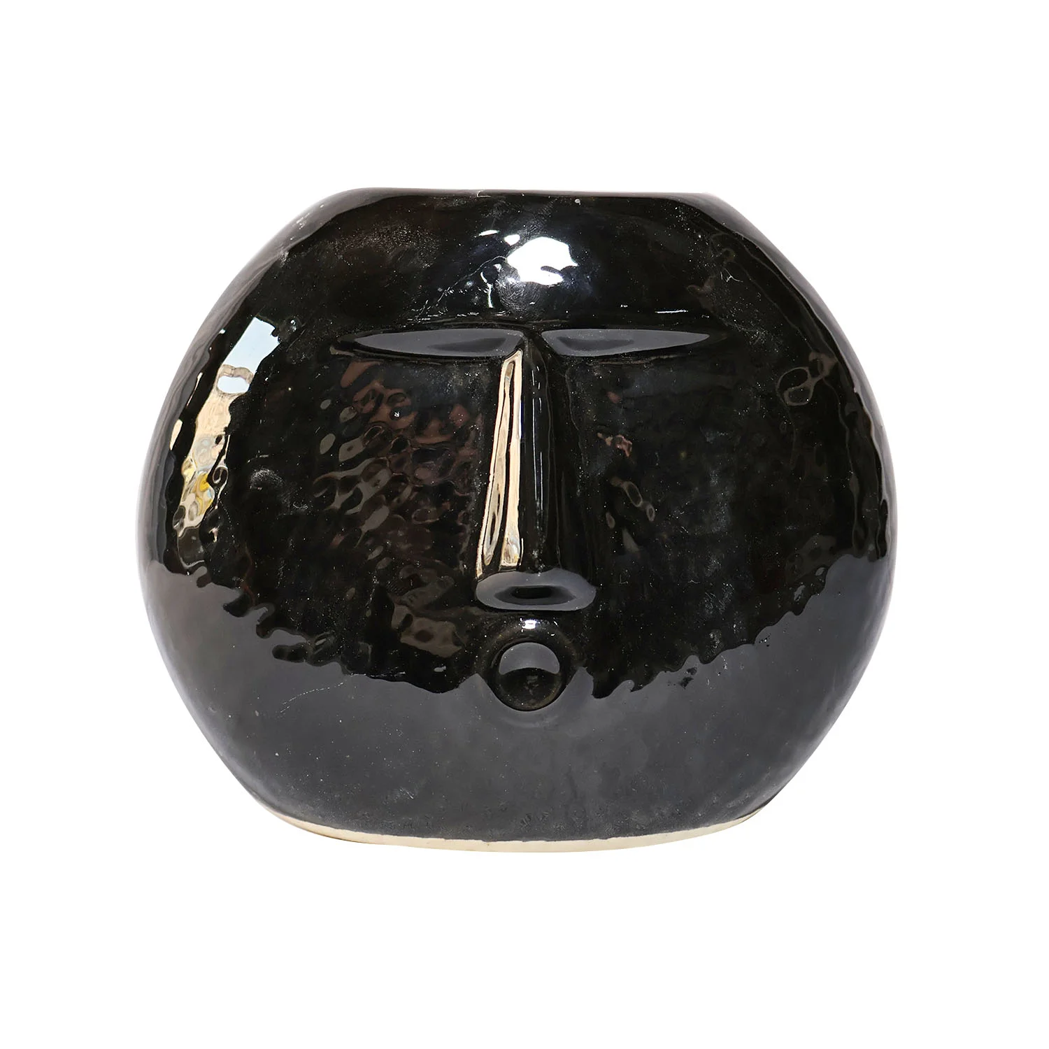 ArtistryBazaar 6.5"L x 3.5"W x 7.5"H inch black glossy ceramic blowing kiss face vase, a high-quality and durable decor item for your space's interior.