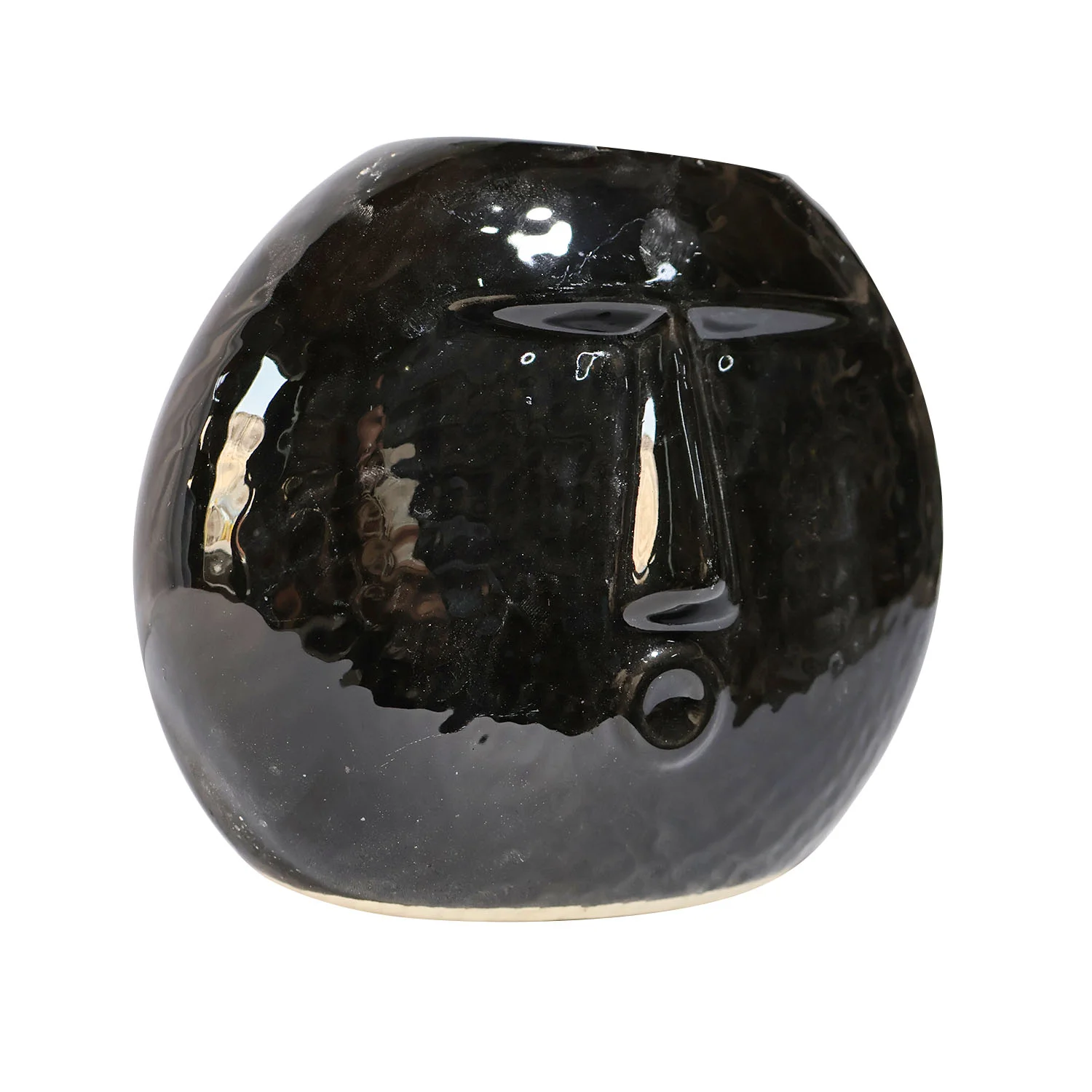 ArtistryBazaar 6.5"L x 3.5"W x 7.5"H inch black glossy ceramic blowing kiss face vase, a high-quality and durable decor item for your space's interior.