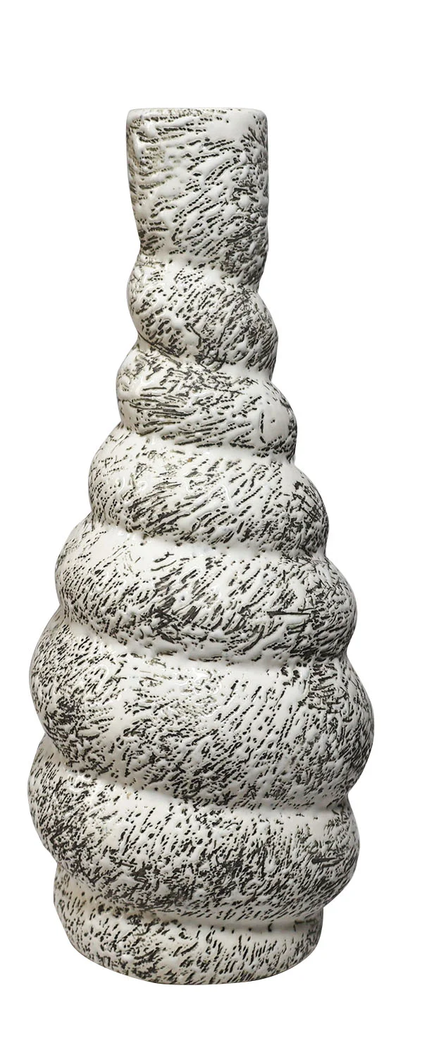 ArtistryBazaar 8.5"H x 3.5"W x 3.5"L inch handmade round ceramic vase with bold black & white layered design, a perfect combo of style and function