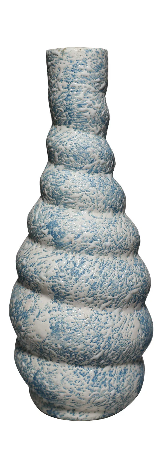 ArtistryBazaar 8.5"H x 3.5"W x 3.5"L inch ceramic vase with unique round layered design in a trio of brown, blue, & white color, great addition to your home décor