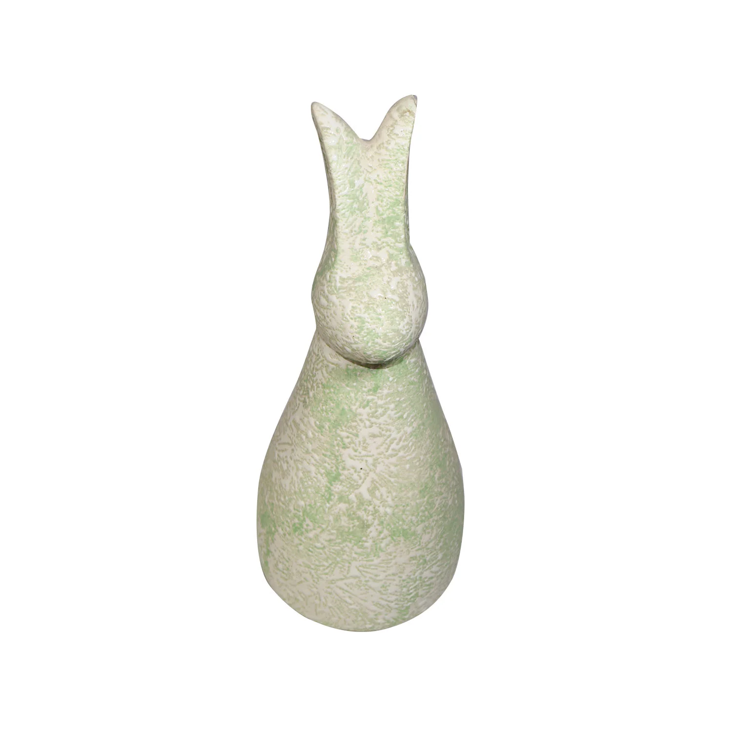 ArtistryBazaar 3.5"L x 3.5"W x 9.5"H inch ceramic animal figurine, small rabbit decor of white and green color, lightweight and unique home décor accent.
