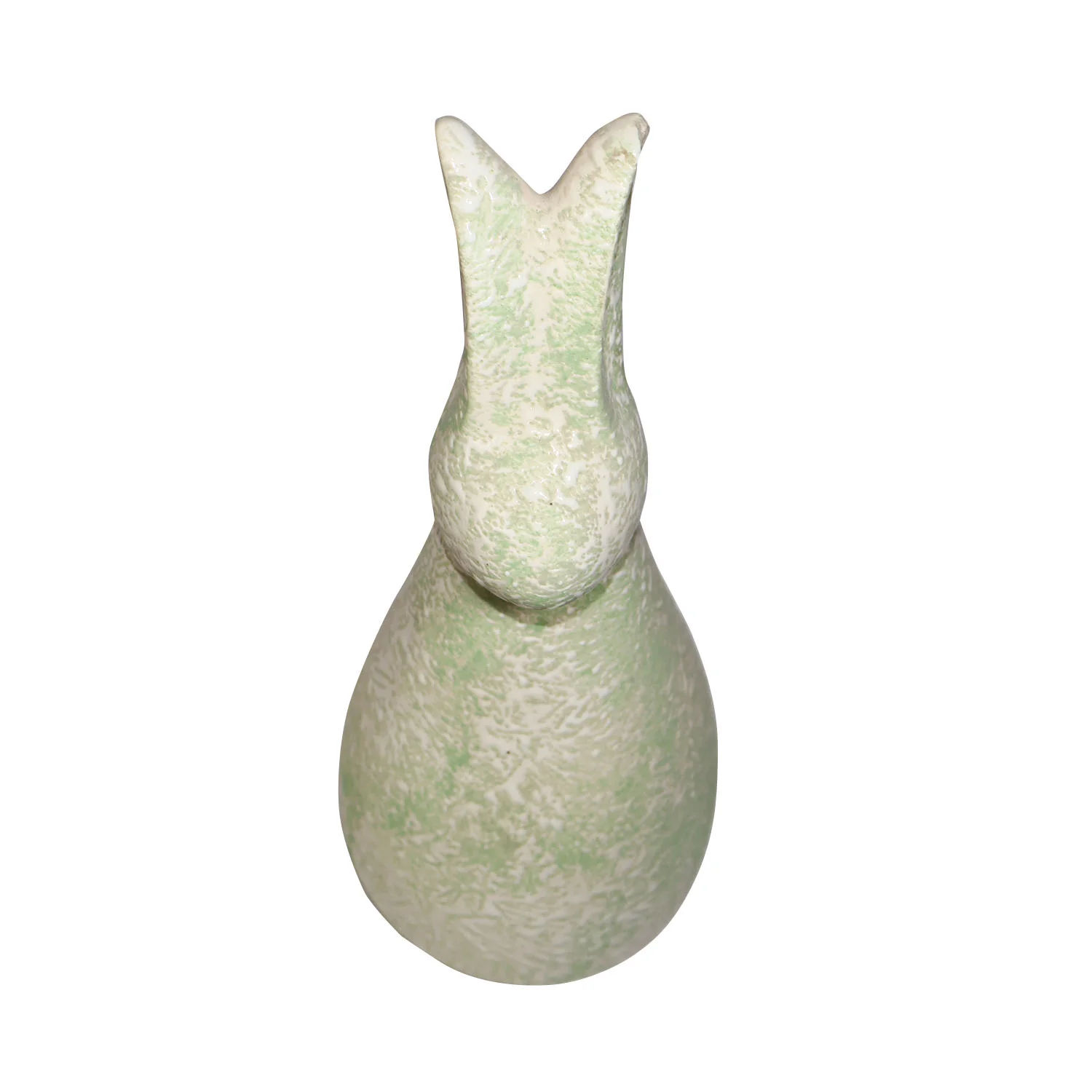 ArtistryBazaar 3.5"L x 3.5"W x 9.5"H inch ceramic animal figurine, small rabbit decor of white and green color, lightweight and unique home décor accent.