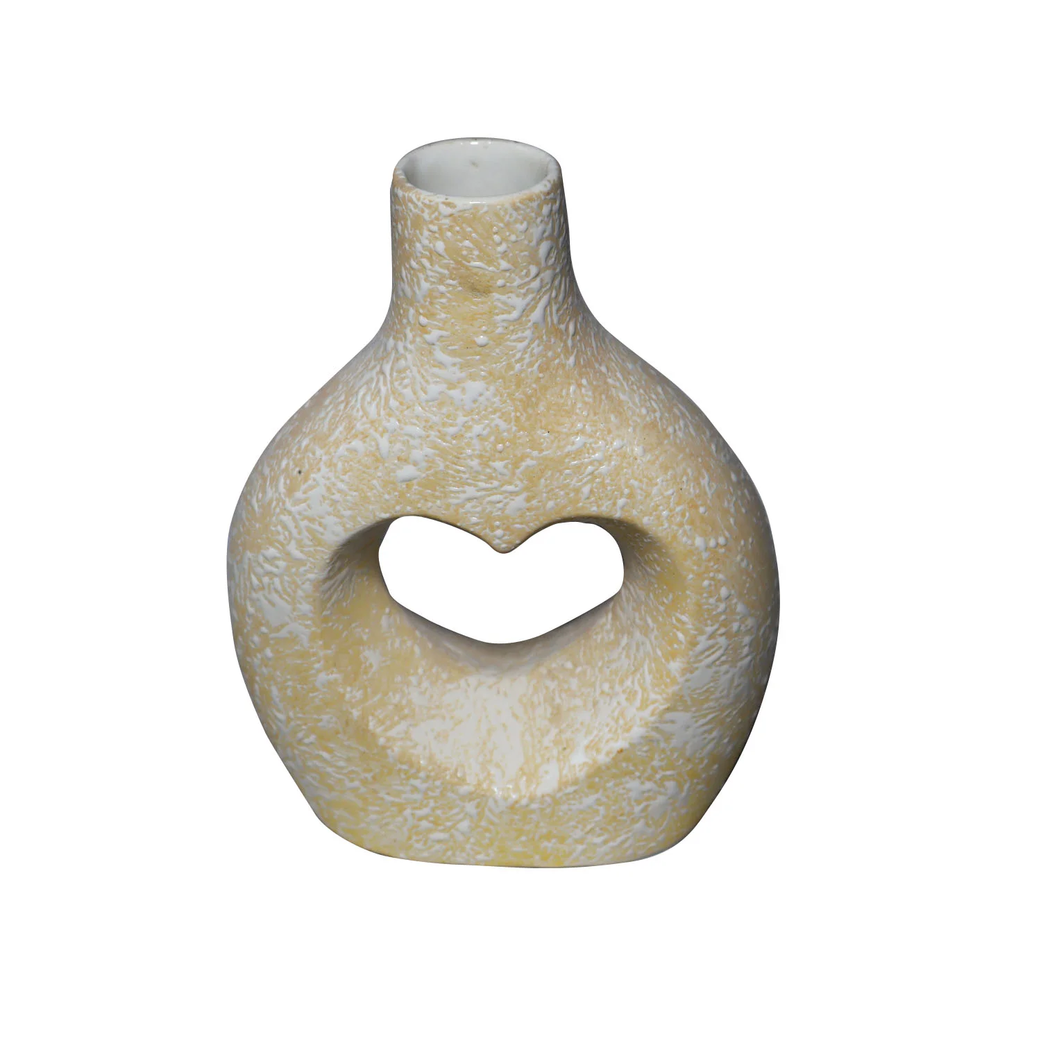 ArtistryBazaar 6.6"L x 3.2"W x 8.5"H inch unique handmade ceramic vase with heart cutout from the middle, stylish home and office decor item by local artisans.