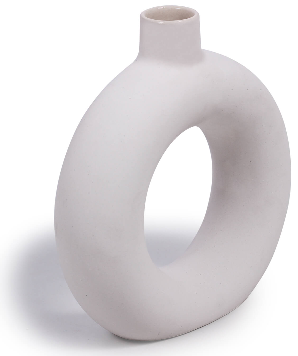 ArtistryBazaar 7.5"WX 8"H ceramic donut  white vase for center table indoor outdoor home and office décor