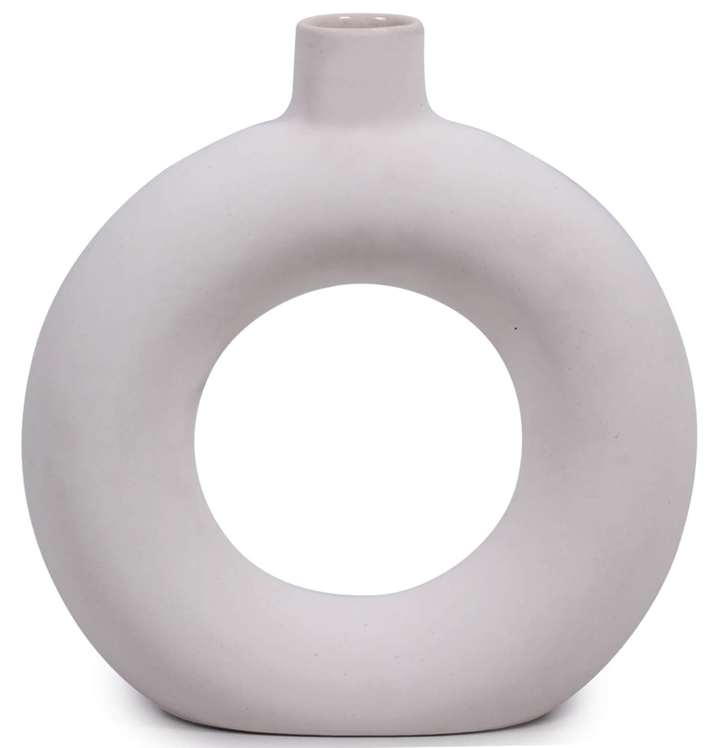 ArtistryBazaar 7.5"WX 8"H ceramic donut  white vase for center table indoor outdoor home and office décor
