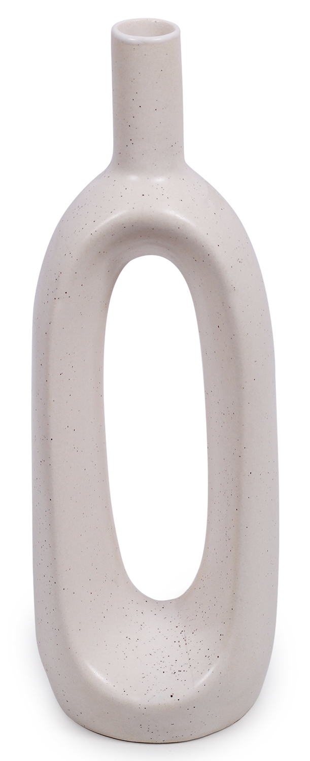 ArtistryBazaar 4"W12"H ceramic White hollow straight minimalist flower vase for center table indoor outdoor home and office décor