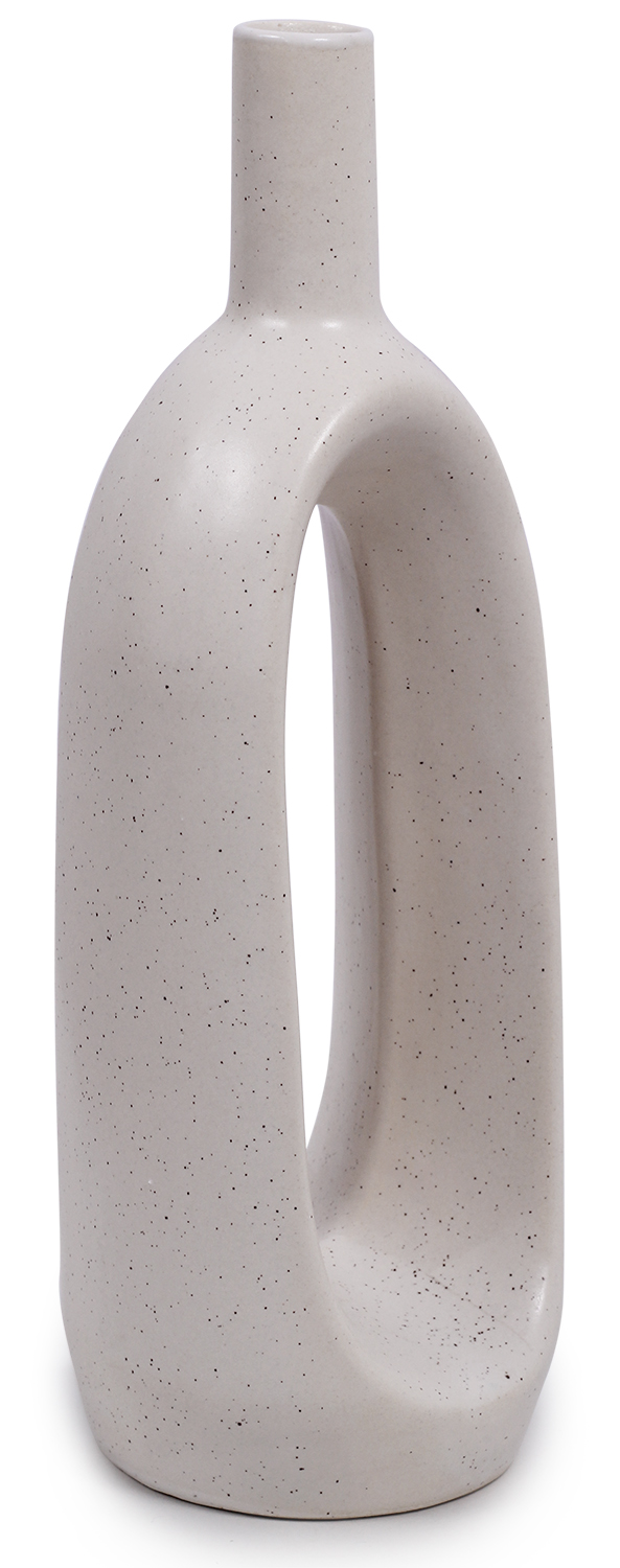 ArtistryBazaar 4"W12"H ceramic White hollow straight minimalist flower vase for center table indoor outdoor home and office décor