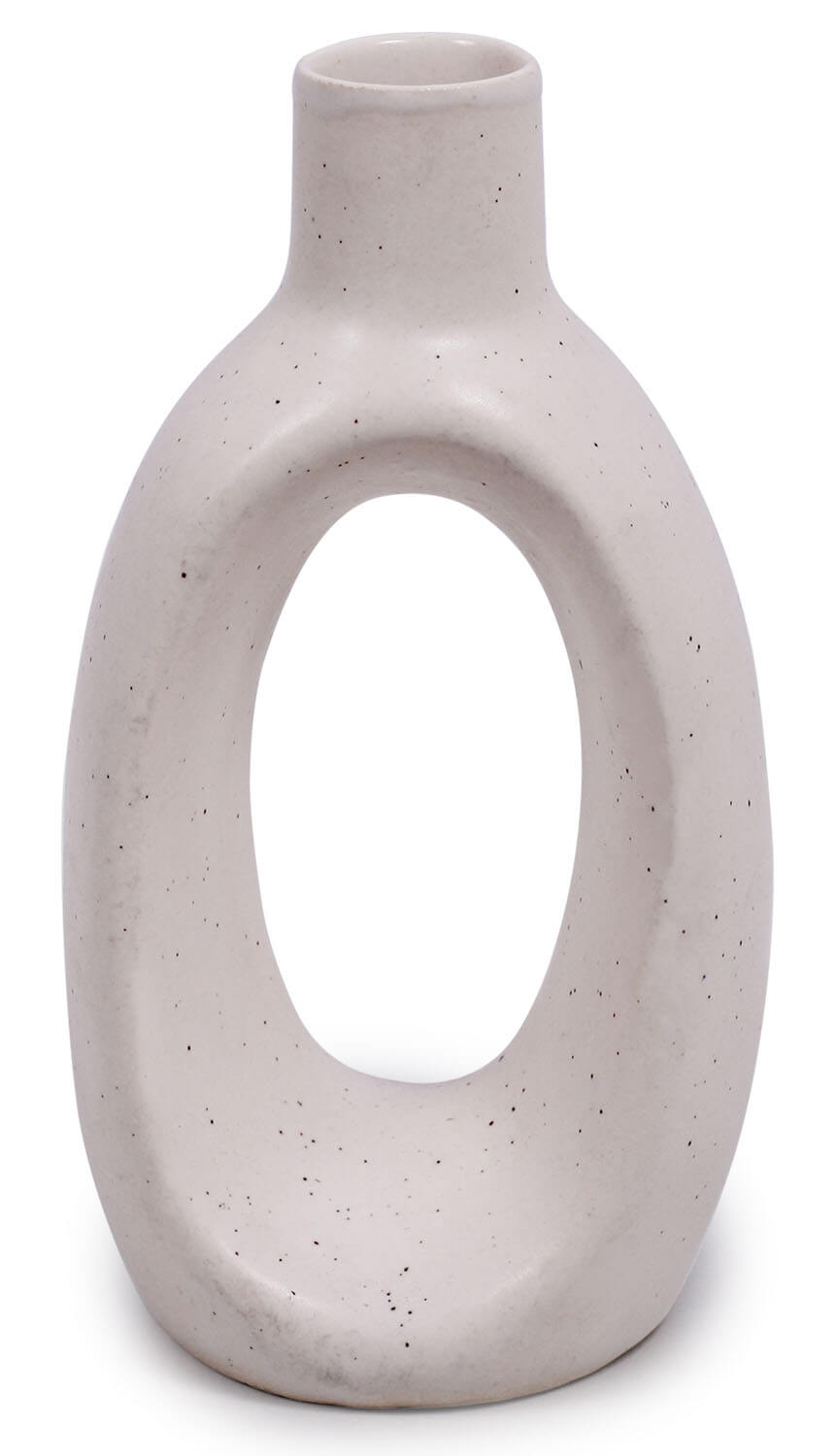 ArtistryBazaar 3" W X 6.5 H Ceramic Vase for Home Decor - White  Hollow Circle Flowers and plant vase with Hole Boho Modern Decorative Vase Centerpiece for Wedding Dinner Table Party Living Room Office Bedroom Housewarming Gift