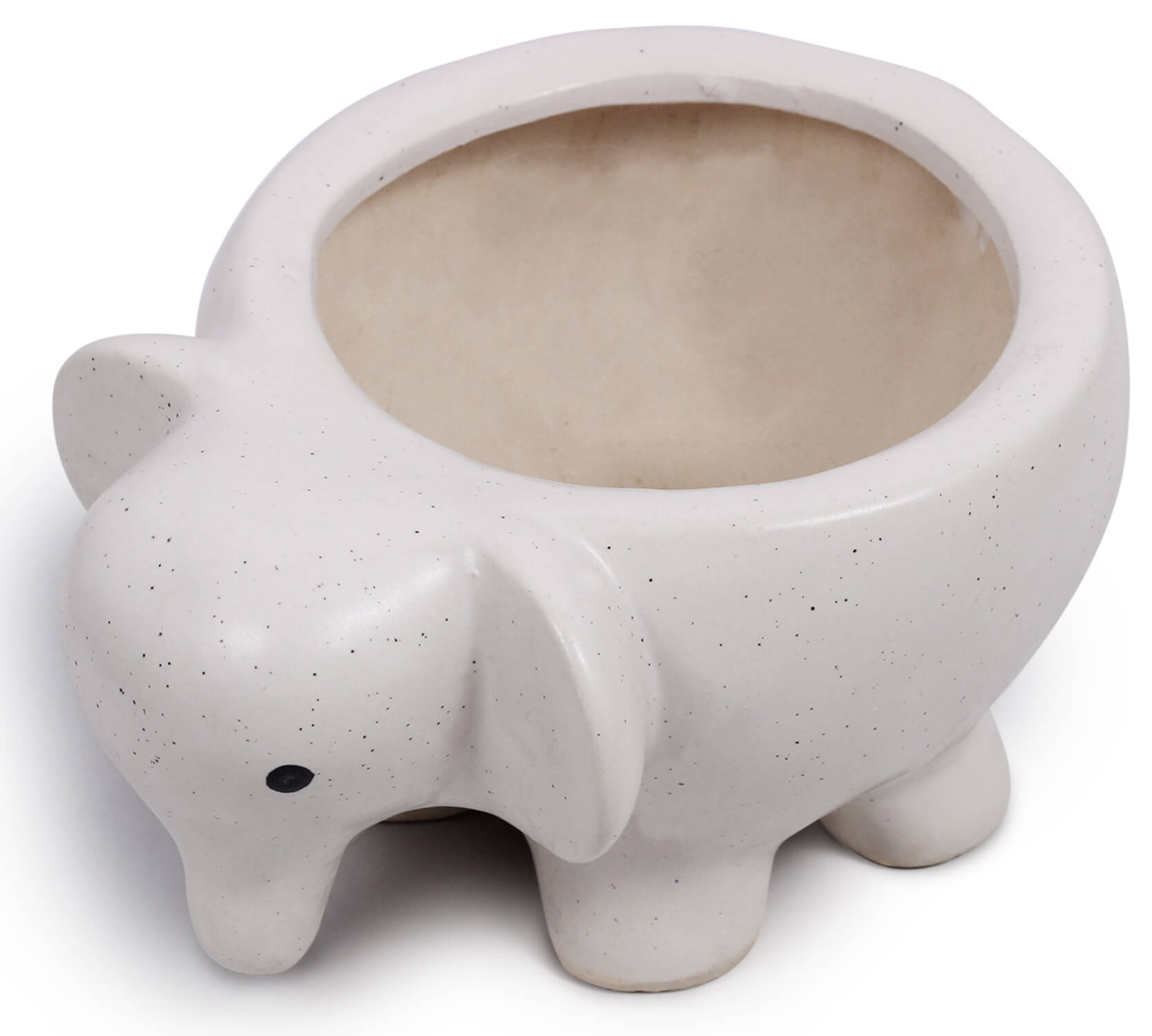 ArtistryBazaar 6.5" W X 5" H Small ceramic elephant shape  pot for indoor succulents, shelf décor, cute mini-eleplant shape