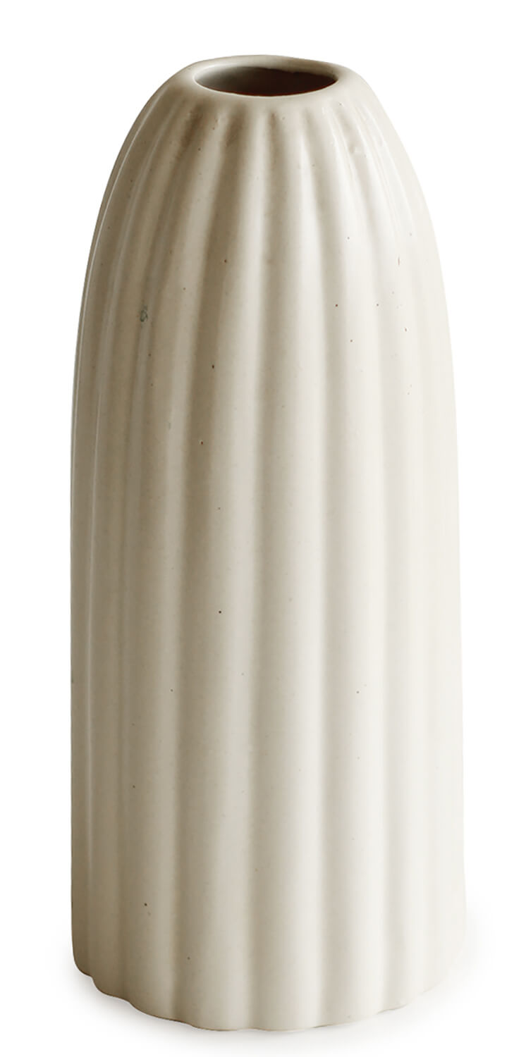 ArtistryBazaar White Ribbed Ceramic Vase  for Modern Home Decor, Flower Vases Minimalist Style Decor for Entryway Office Coffee Living Room Centerpiece Table Decorations Vases