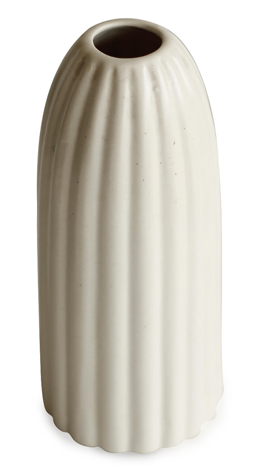 ArtistryBazaar White Ribbed Ceramic Vase  for Modern Home Decor, Flower Vases Minimalist Style Decor for Entryway Office Coffee Living Room Centerpiece Table Decorations Vases