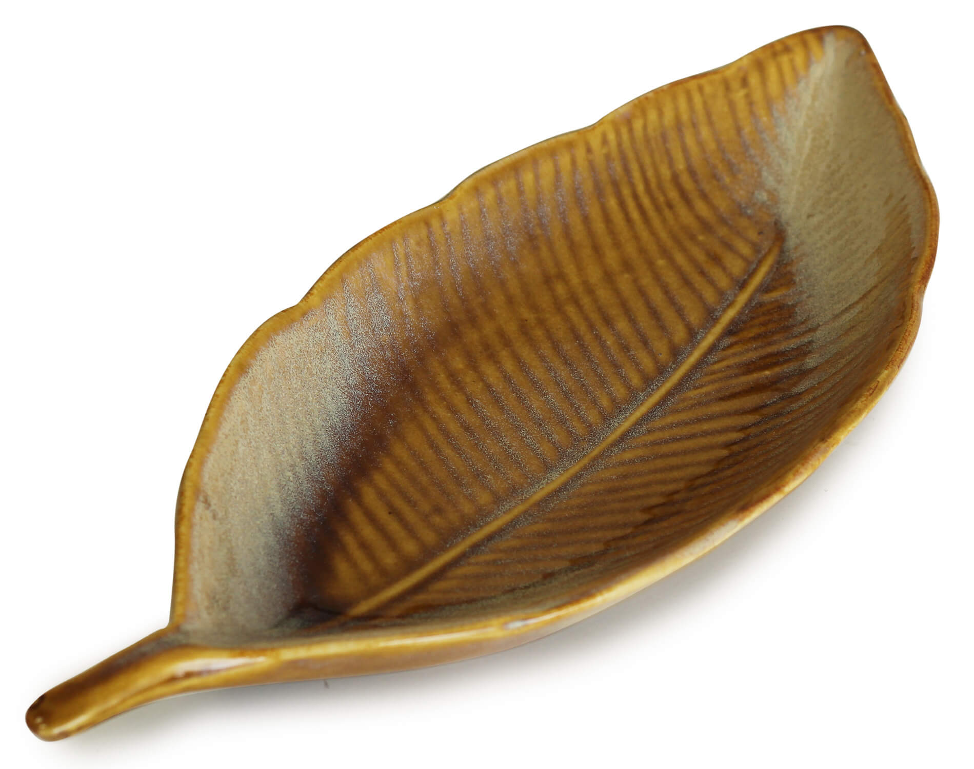 ArtistryBazaar Premium Ceramic Designer Handmade Feather Leaf Shaped Snacks Platter Large Size-12 Inches For Party, Microwave Safe, Oven Safe