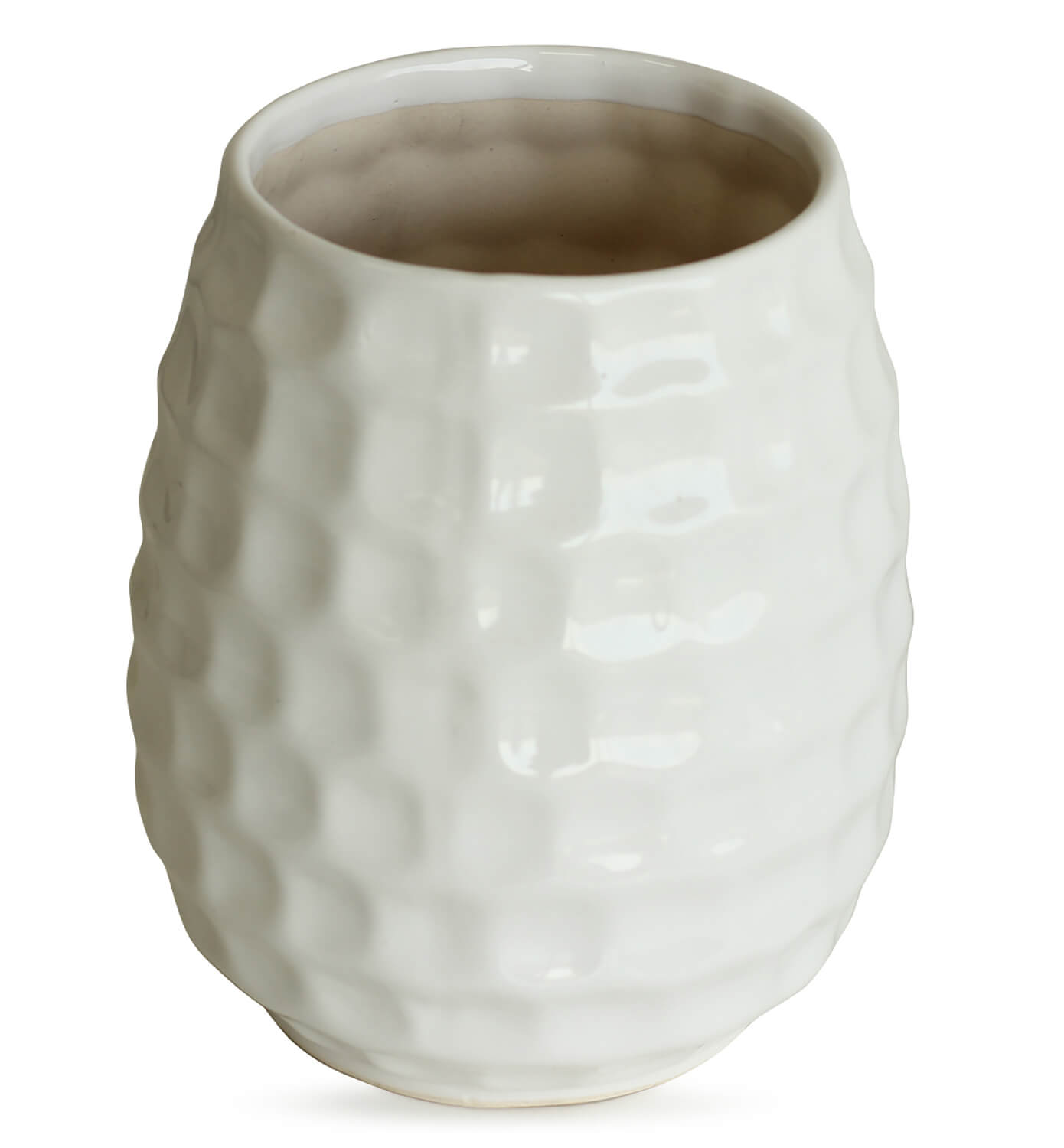 ArtistryBazaar Ceramic Ceramic Vase, Width 6.7", Height 8.5", Matte White Cactus Pot, Folded Rustic Planter Patterned Bowl for Wedding Event Office Home Decor