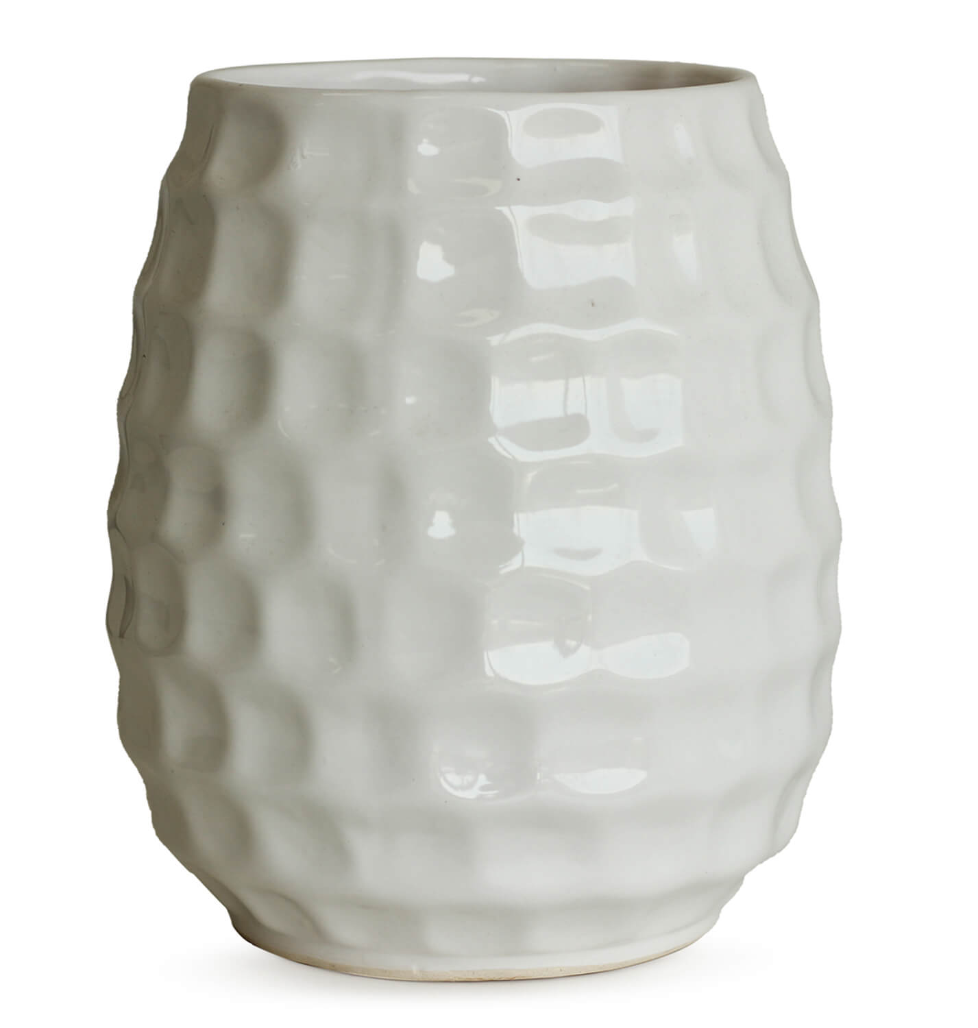 ArtistryBazaar Ceramic Ceramic Vase, Width 6.7", Height 8.5", Matte White Cactus Pot, Folded Rustic Planter Patterned Bowl for Wedding Event Office Home Decor