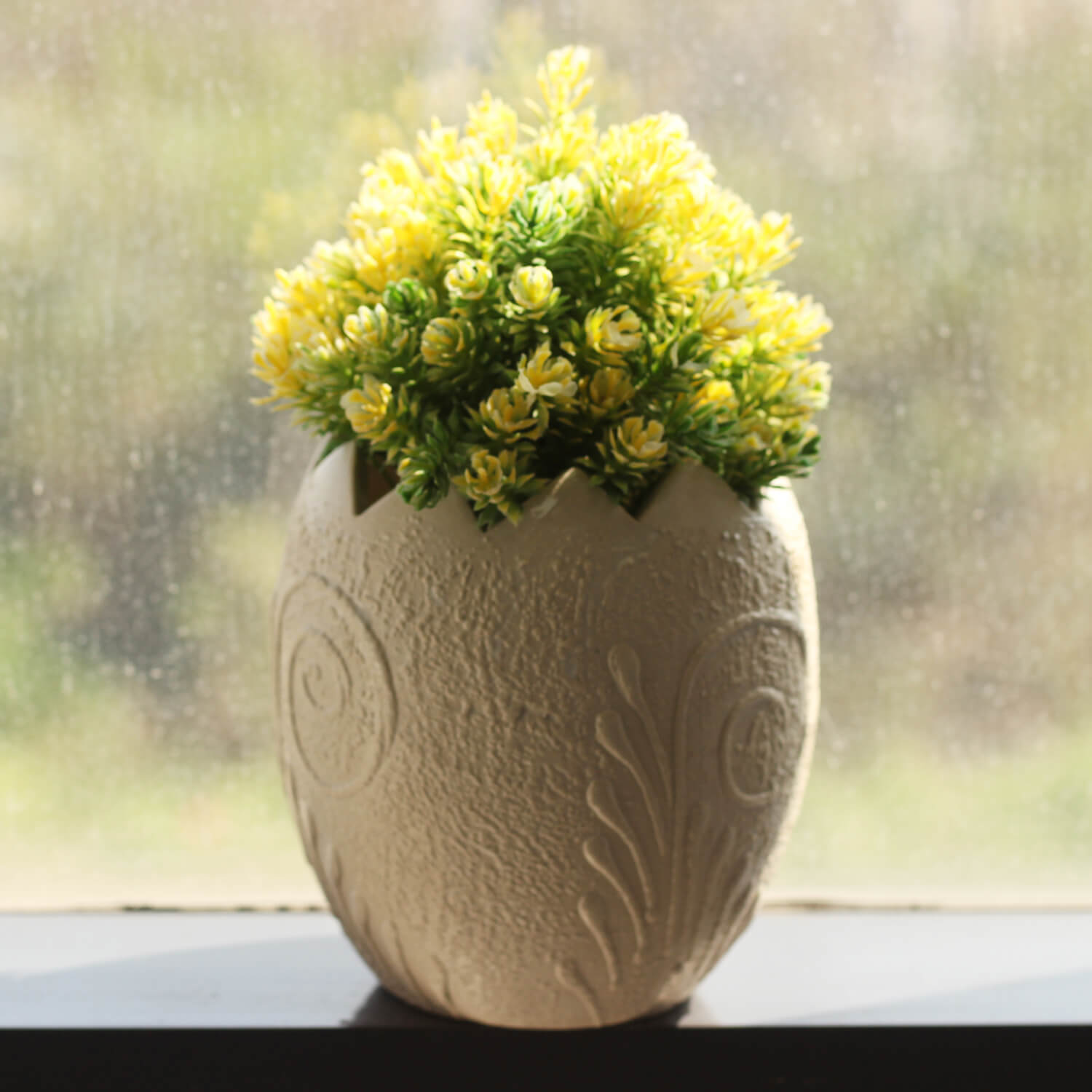 ArtistryBazaar Ceramic Pots for Plants Egg Shape - Medium Size (White Color, 5.5 Inches) Ceramic Planters for Indoor Plants, Living Room.